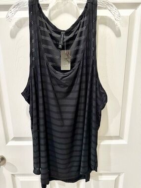 Torrid 1X Active Black Shadow Stripe Sheer Tank Top